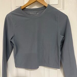 Grey Blue Abercrombie fitted crop shirt size small